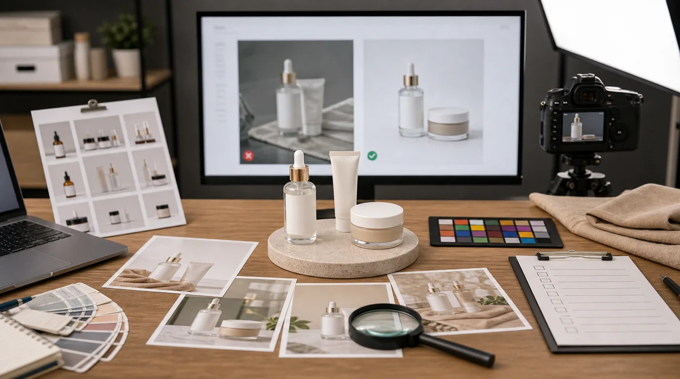 Checklist for reviewing AI-generated product photo quality