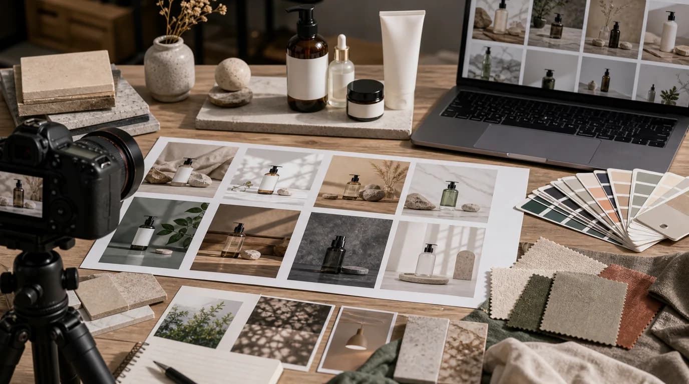 Product photography background templates arranged by brand mood