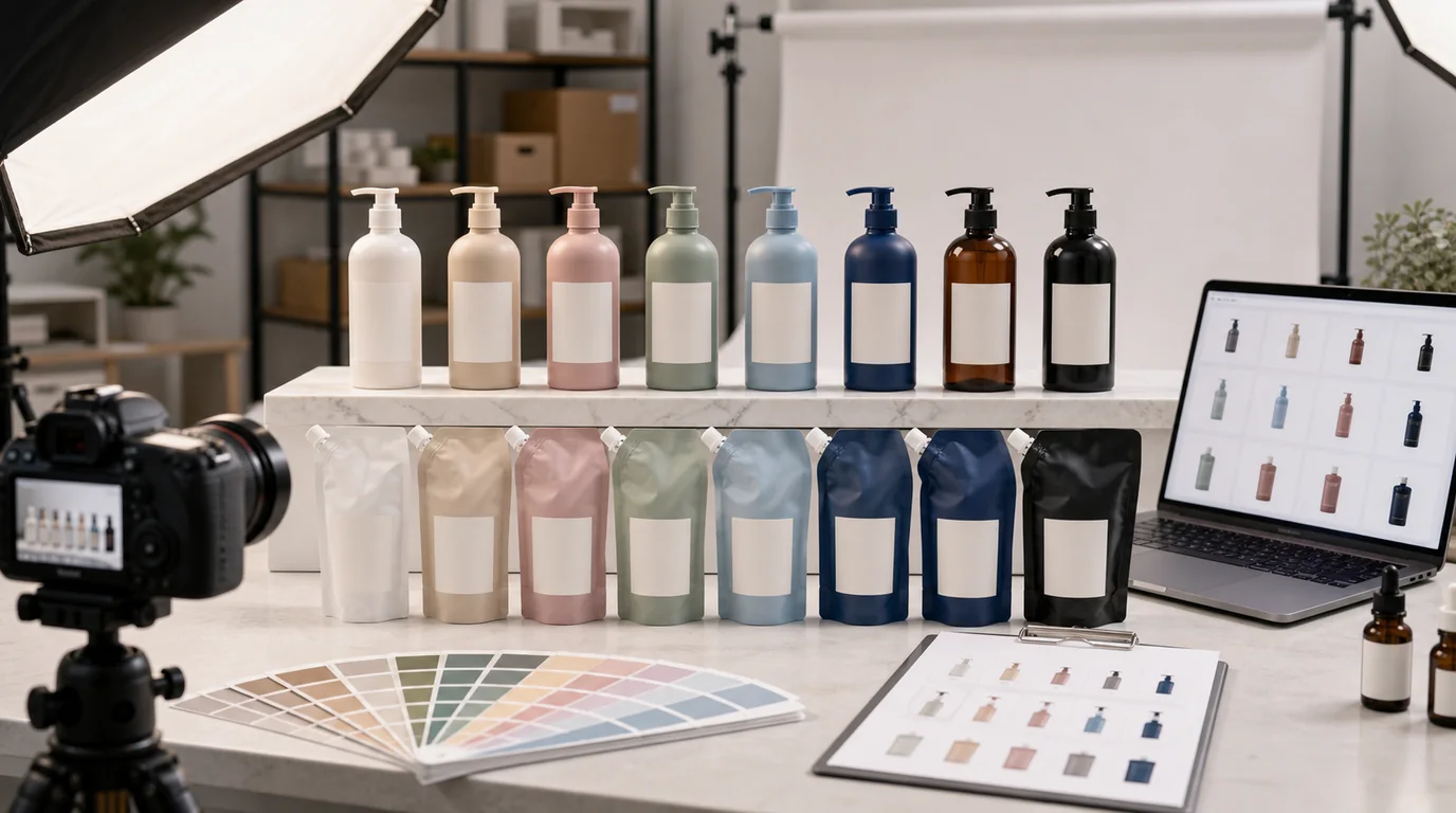 Color variant SKU product images arranged for ecommerce comparison