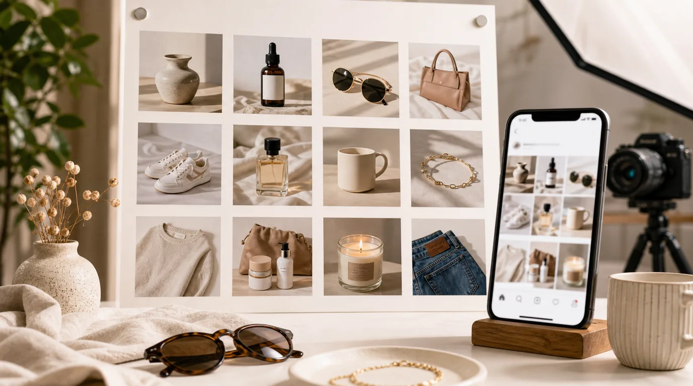 Instagram Shop product images aligned with a visual brand grid